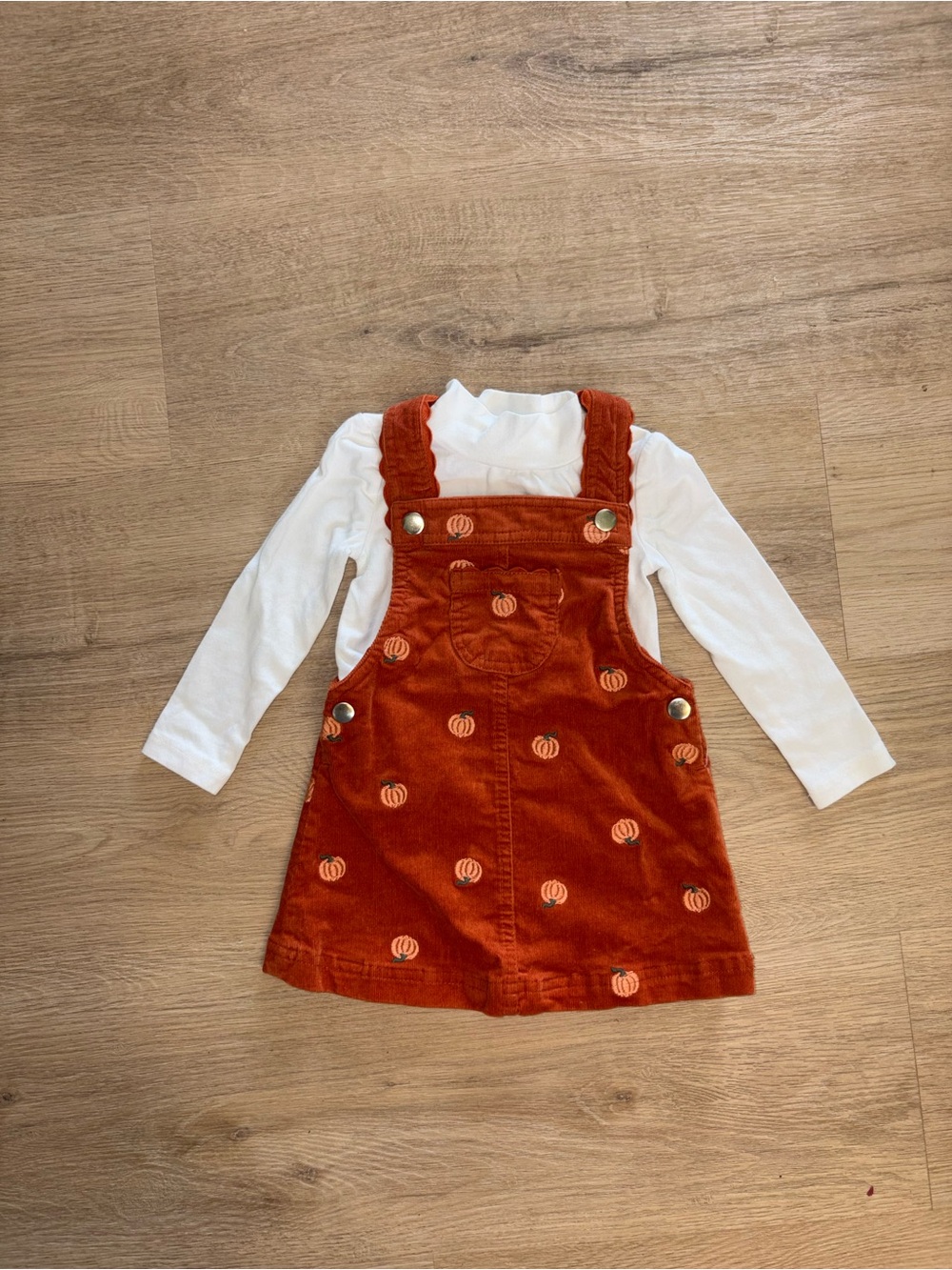Pumpkin Dress with White Long Sleeve Top